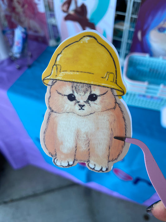 Builder Cat Sticker